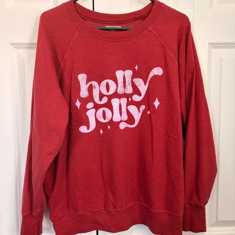 Maurices Red 'Holly Jolly' Women's Ugly Christmas Sweater Sweatshirt L - Picture 1 of 3